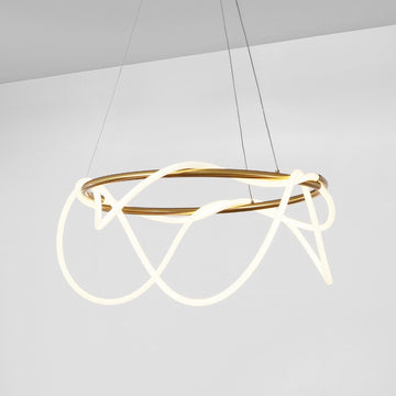 Lisette 25" Contemporary Minimalist 360 Adjustable Silicone Neon Rope Dimmable Integrated LED Chandelier - JONATHAN Y
